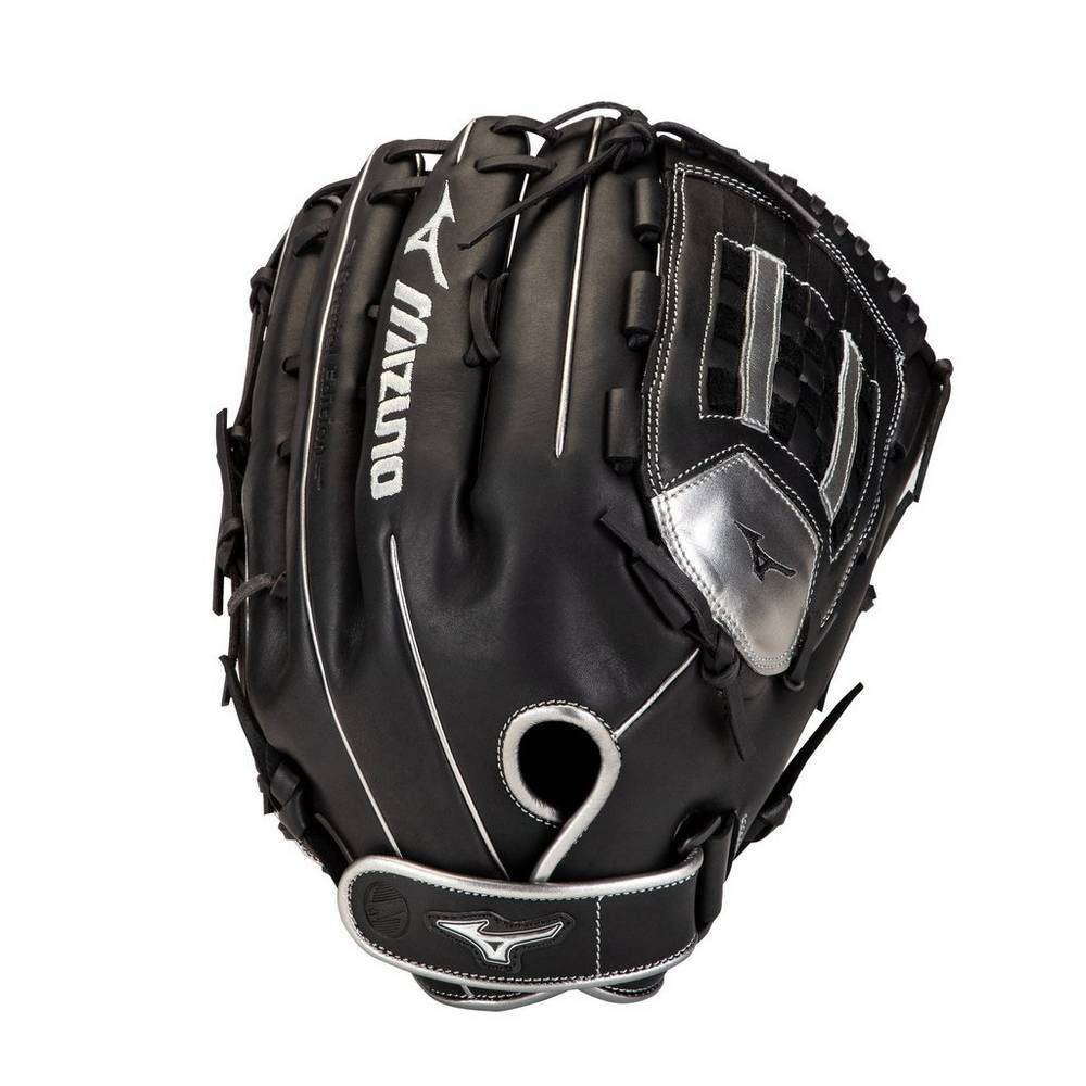 Panske Rukavice Mizuno MVP Prime SE Slowpitch 14" Softball Čierne/Strieborne Vypredaj ZLPV36902